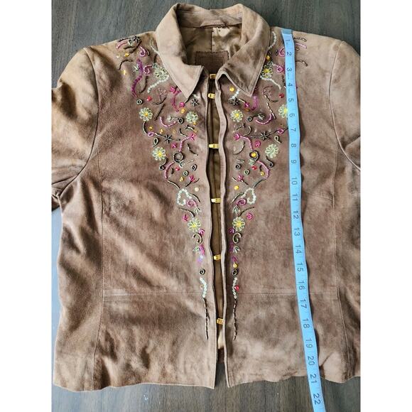 Vintage Women’s Brown Suede Beaded Sequin Western Boho Jacket Size US Medium - Picture 9 of 9